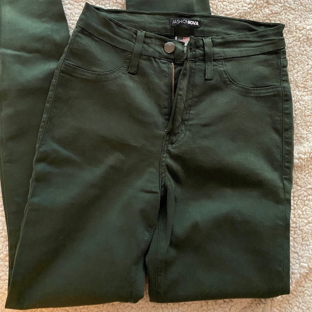 FASHIONNOVA High Waisted Olive Green Jeans